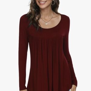 NWOT LOGO by Lori Goldstein Maroon Red Pleated Sweetheart Chiffon Top XS